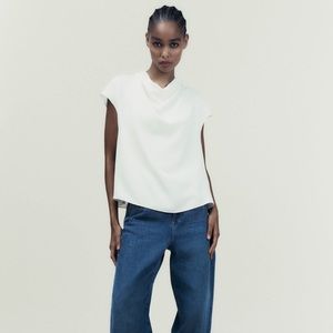 Zara white satin top